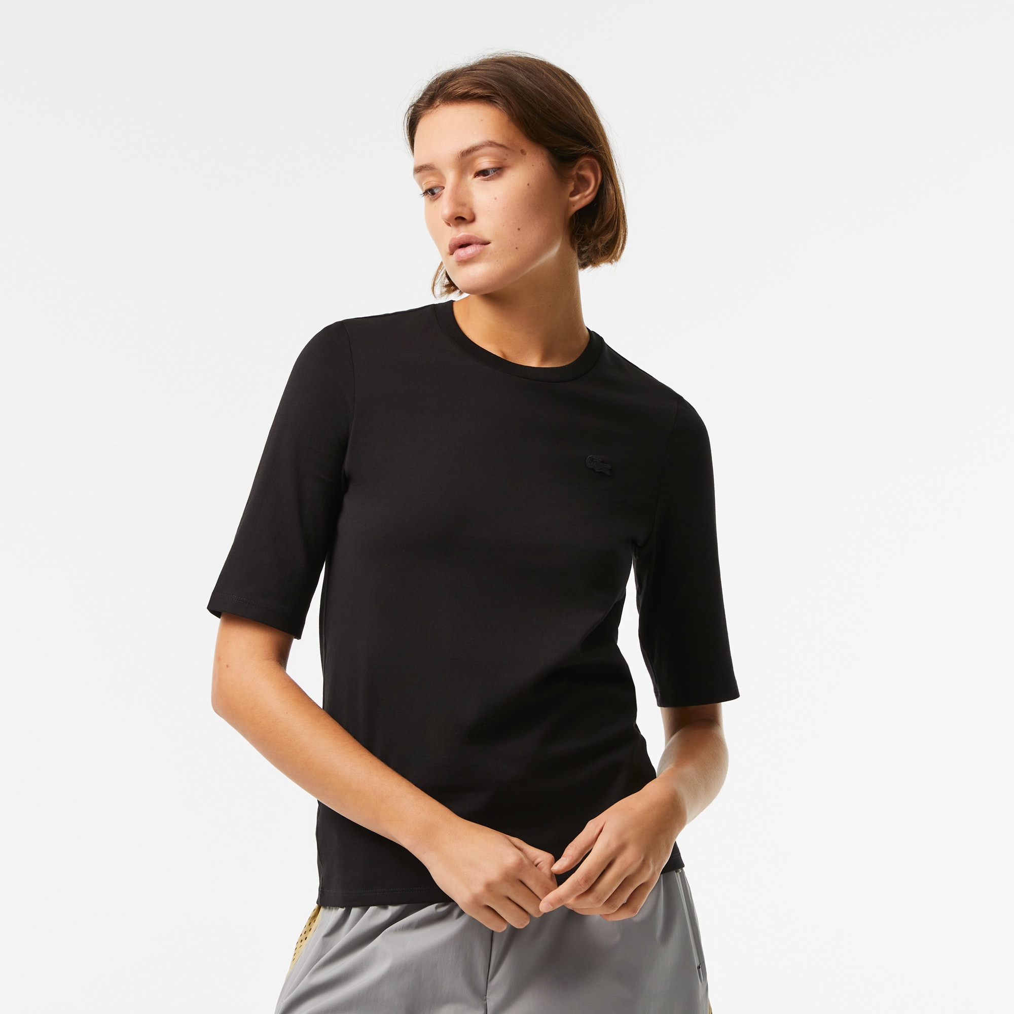 Lacoste Women’s Crew Neck Cotton T-shirt Size 6 Black