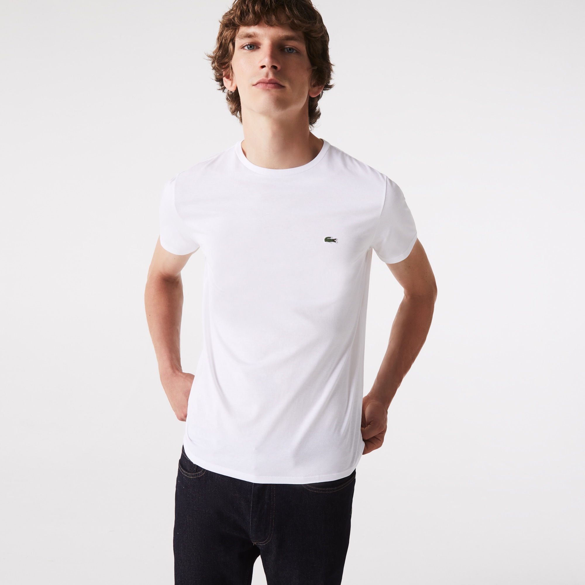Lacoste Men's Crew Neck Pima Cotton Jersey T-shirt Size 2 - XS White
