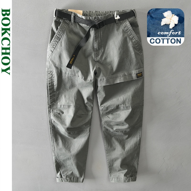 Autumn and Winter New Men Cotton Solid Color Loose Casual Safari Style Pants Pocket Army Green Workwear GML04-Z331