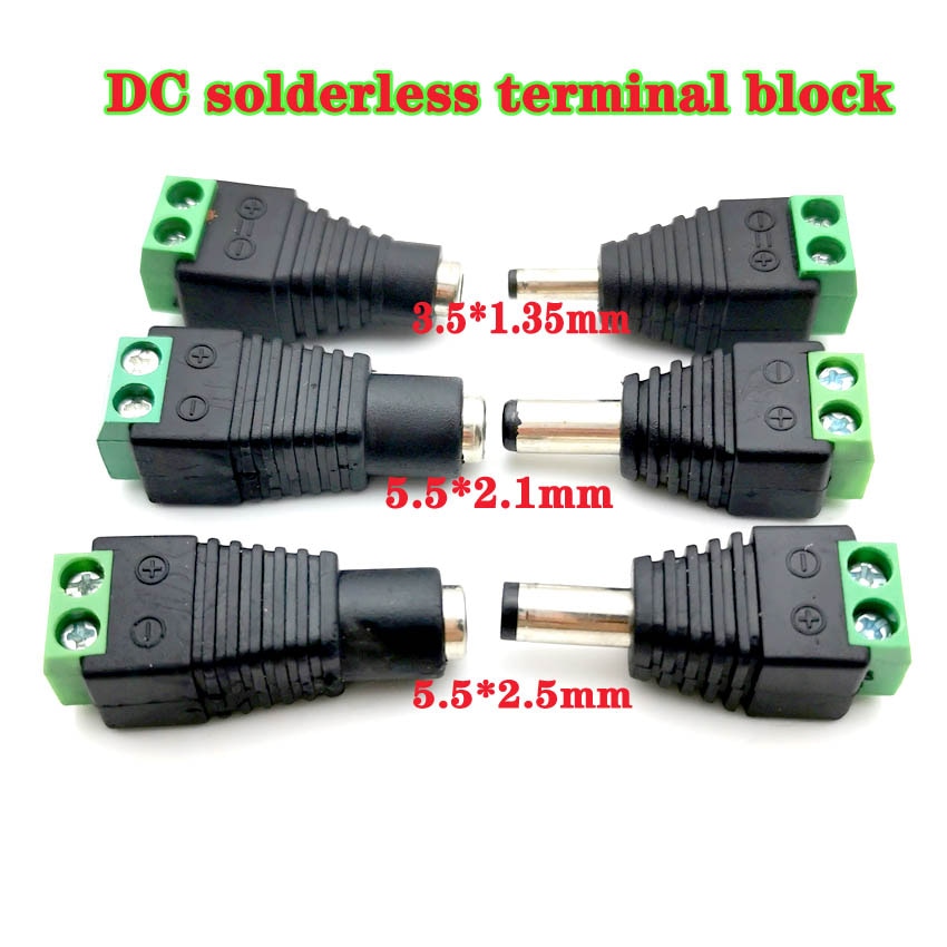 3pc/lot male and female DC Power plug 5.5 x 2.1MM 5.5*2.5MM 3.5*1.35MM 12V 24V Jack Adapter Connector Plug CCTV 5.5x2.1 2.5 1.35