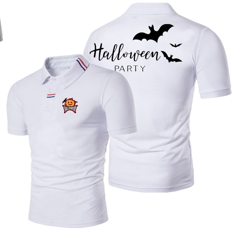 2021 early autumn new Halloween style printed men's short-sleeved polo shirt