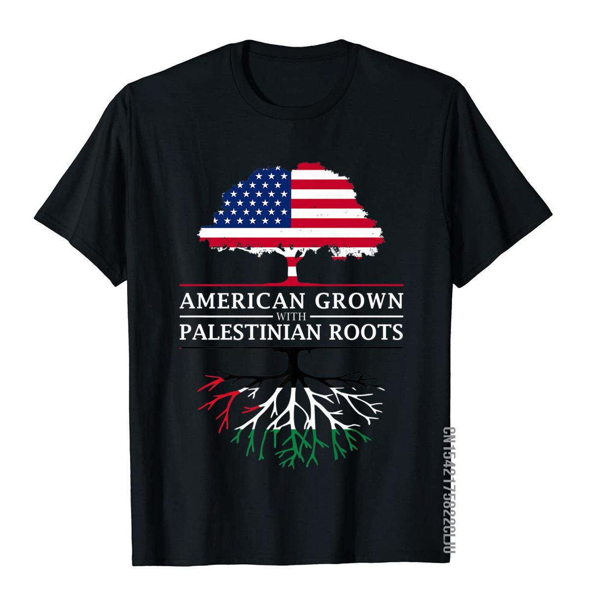 American Grown With Palestinian Roots Palestine Premium T-Shirt New Design Men T Shirt Group Tops Tees Cotton Unique
