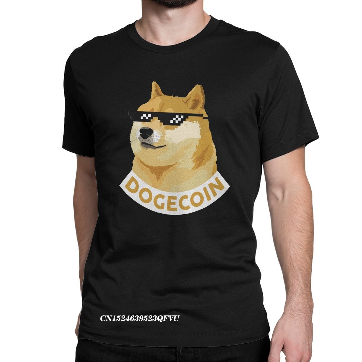 Dogecoin Men's Tops T Shirts Blockchain Casual Tee Shirt Harajuku Round Collar Tee Shirt Premium Cotton Aesthetic Camisas T