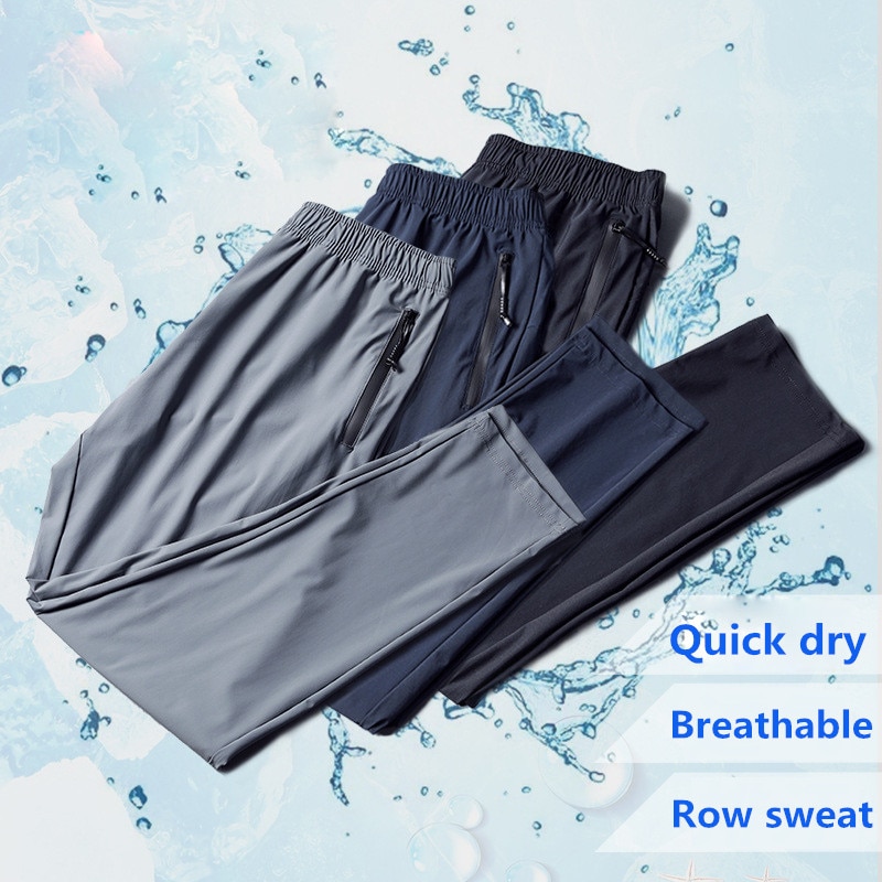 New Trousers Quick-drying Ultra-thin Ice Silk Stretch Slim Pants 5XL Loose Suitable for 120KG Men Walking Soft Casual Sportswear
