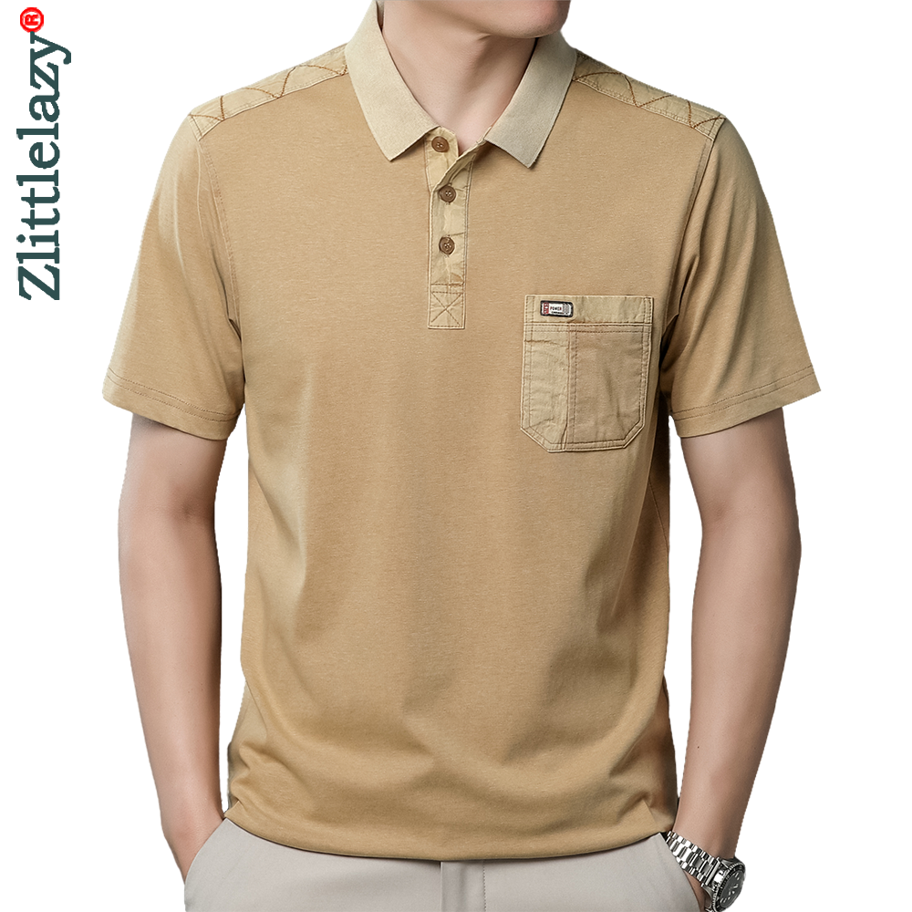 2023 new brand fashion cotton big pocket mens clothes polo shirts for men shirt short sleeve tops tee shirt men clothing 428