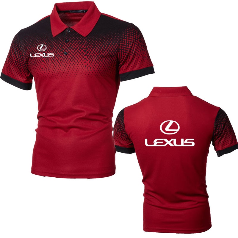 Summer Top Quality Breathable Lapel Men's T-Shirt Lexus car logo print Contrast inkjet print men's polo shirt short sl