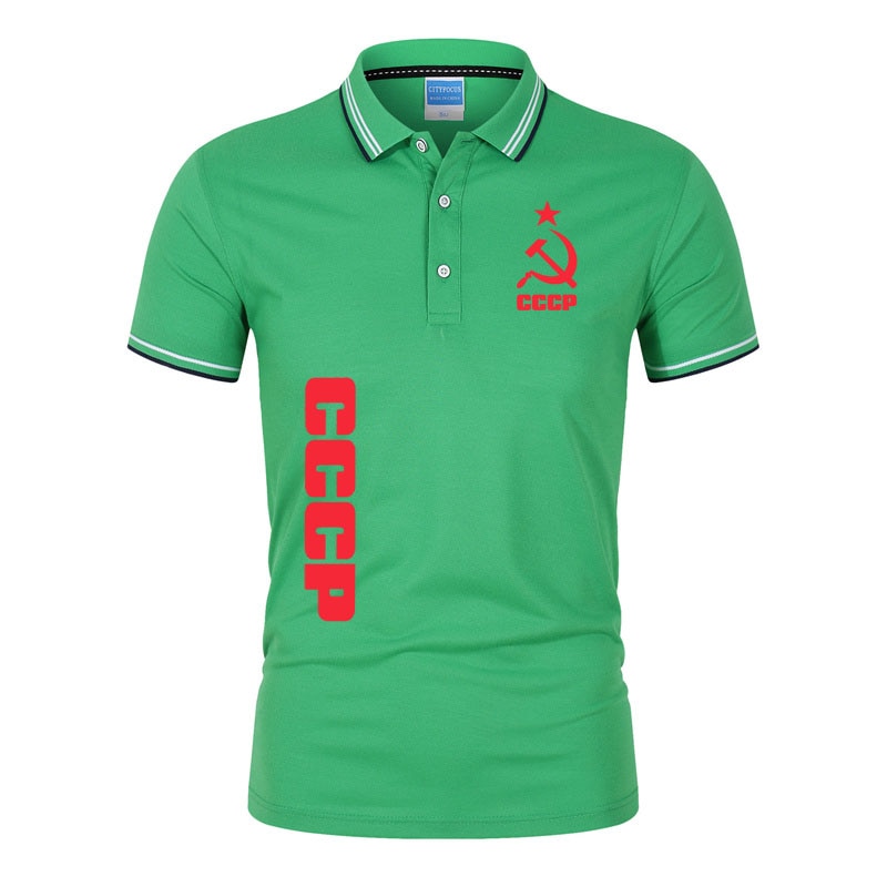 Fashion men's short sleeve CCCP logo print Solid Color High Quality Cotton Men's Polo Shirt Breathable Lapel T-Shirt G