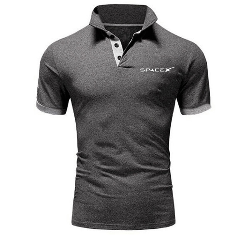 2022 Men's High Quality Cotton Tesla Printed Cotton Loose Polo Shirt Short Sleeve New Casual Asia Size