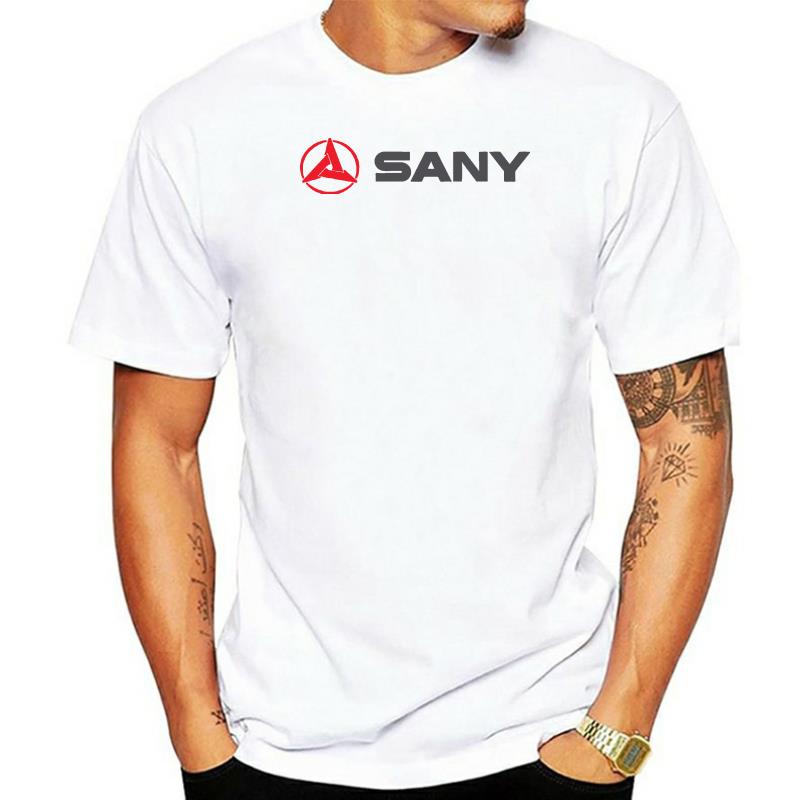 Sany logo horizontal white T-Shirt Men Short Sleeve tee