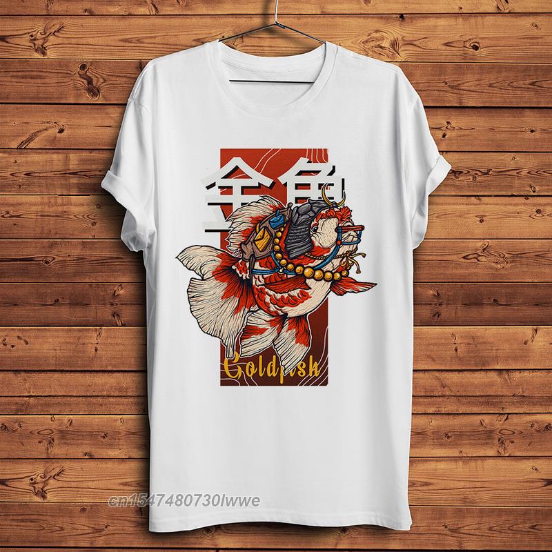 Japan Traditional Style Goldfish Samurai Funny Tshirt Men Holiday Casual T Shirt Unisex Streetwear Tee
