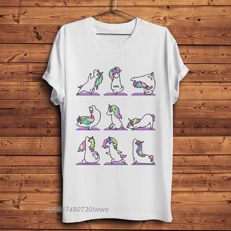 Cute Unicorn Yoga Funny T Shirt Men Holiday Casual Tshirt Summer Faddish Adult Customize Wear Streetwear T-Shirt