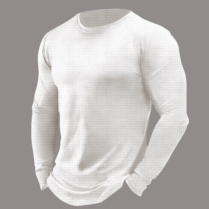 Waffle Long Sleeves round collar POLO Shirt 2022 spring&autumn Men's zipper POLOS Man Casual slim fit Tees