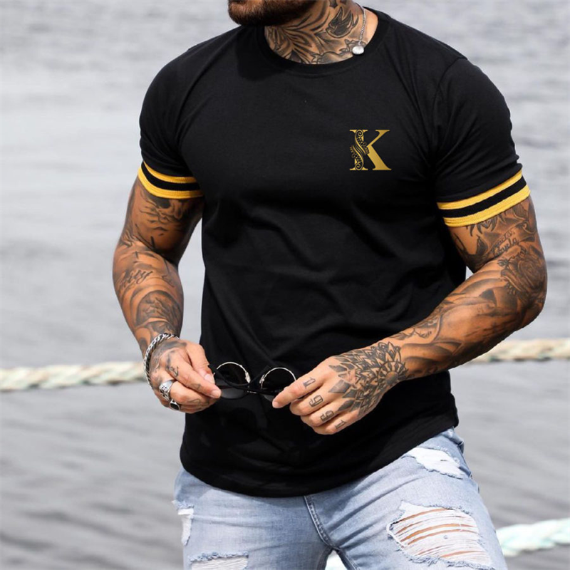 Summer Men's Striped K T-shirt 3d Print Short Sleeve Sweatshirt King K/ Spades A Pattern Harajuku T Shirt Oversized Mens Te