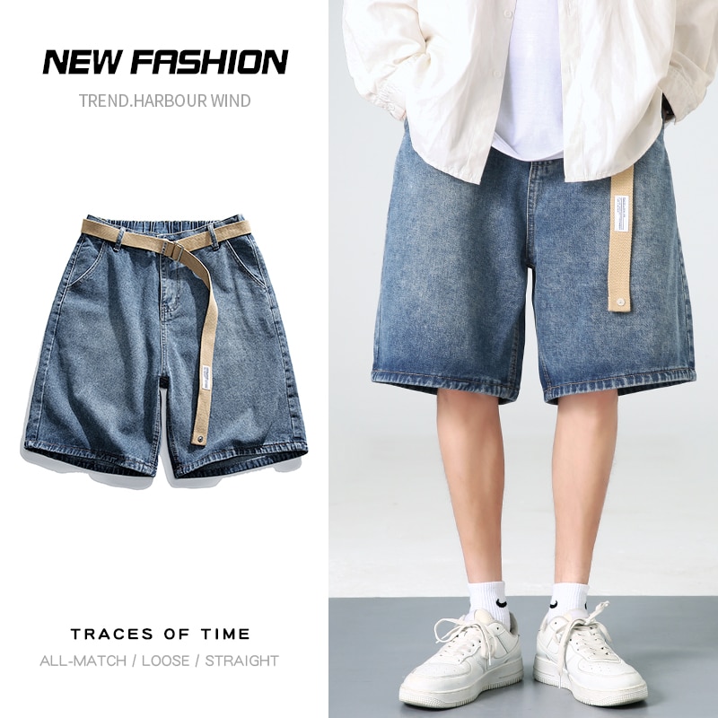 Men's Summer Wide Leg Denim Shorts 2023 New Casual Straight Short Loose Jeans Male Fashion Brand Clothes Women Denim Shorts