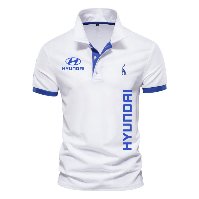 100% cotton luxury men's Short sleeve Hyundai car logo printed men's Polo shirt summer casual breathable T-shirt men&a