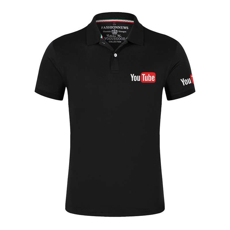 YouTube 2023 Men's New Men's Summer Hot Classic High Quality Polo Shirt Print Casual Comfortable Business Lapel Shirt 