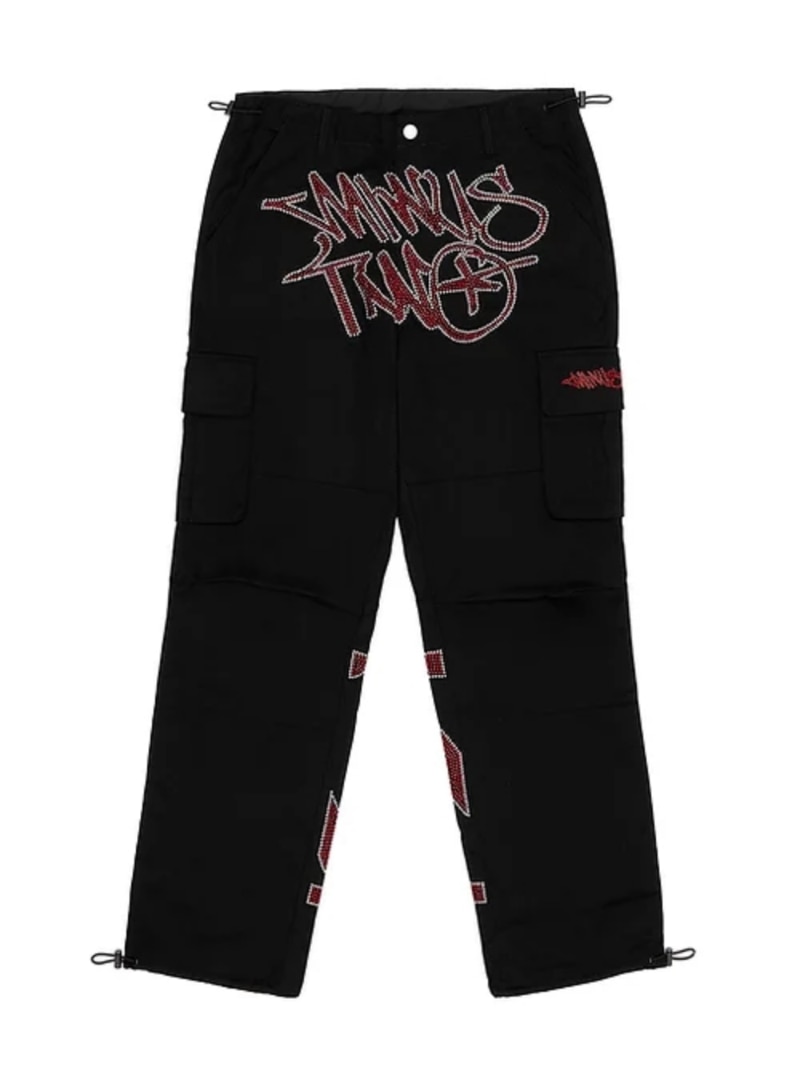 Y2K clothing cargo pants Men subtract two clothes Baggy rhinestone street clothes Cyber Grunge black aesthetic low waist pants