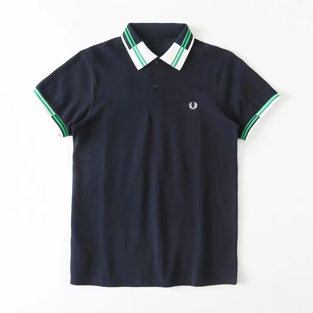 New Men Premium Embroidery Color Matching Lapel Short Sleeve Polo Shirt Top Business Casual Shirt