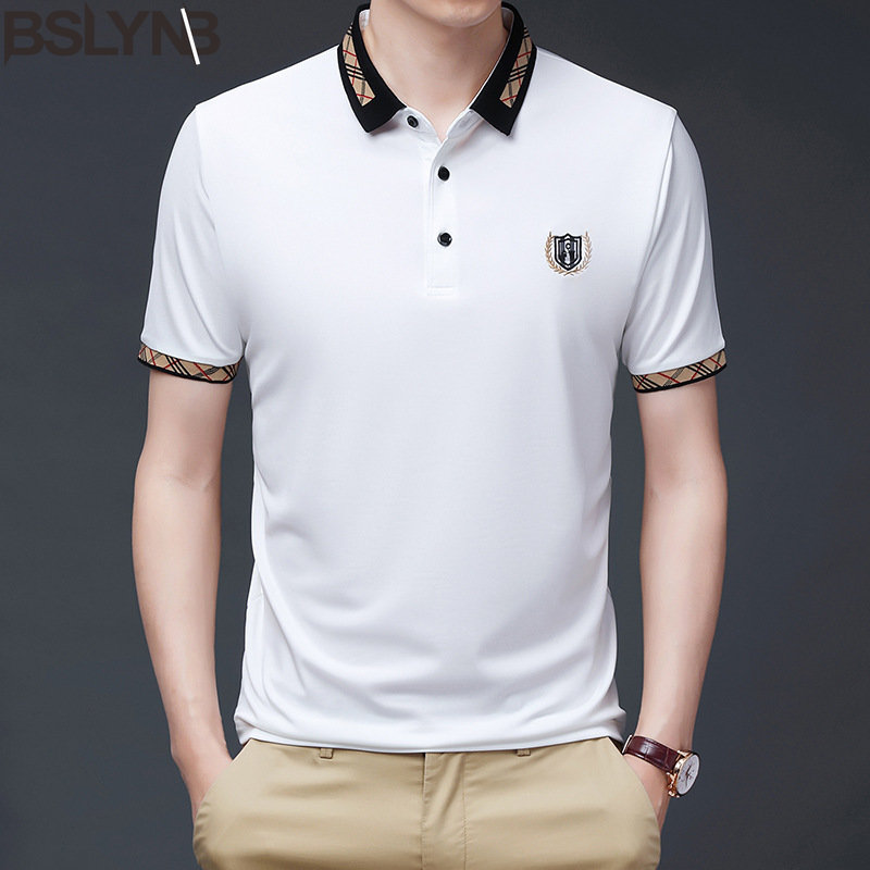 Summer Men's Business Collar Loose Fit Polo Shirt Male Embroidered Casual Short Sleeve Tee Tops