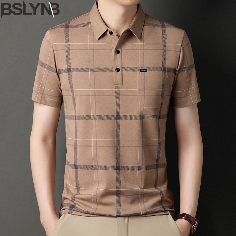 New Men's Summer Polo Shirts Man Comfortable Stripe Casual Short Sleeved Tops for Men