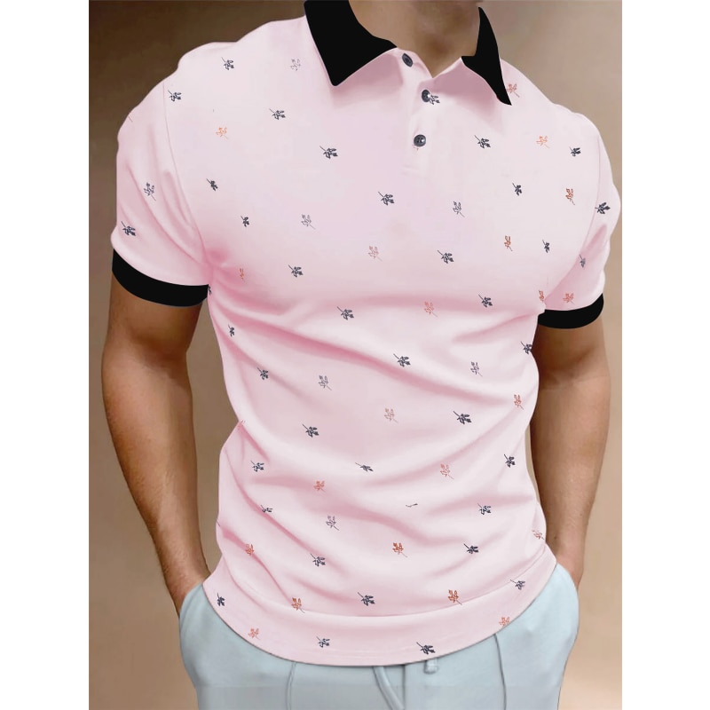 New Style 2023 Summer Men's Polo T-shirt Turn-down Collar High Quality Printed Short Sleeves Casual Breathable Tees