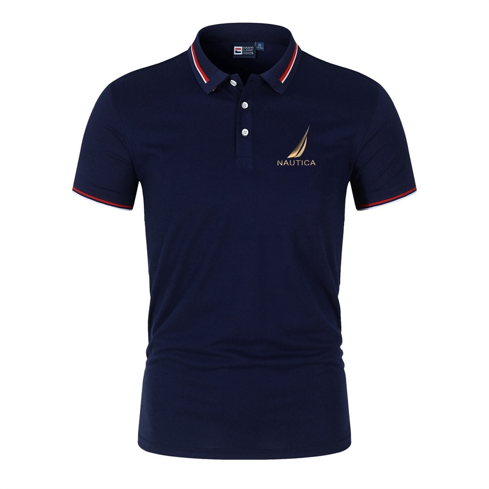 2023New Brand Nautica Summer Fashion Polo Shirt Men Printed Casual Short Sleeve Lapel Slim Fit Jogging Fitness Sportswear