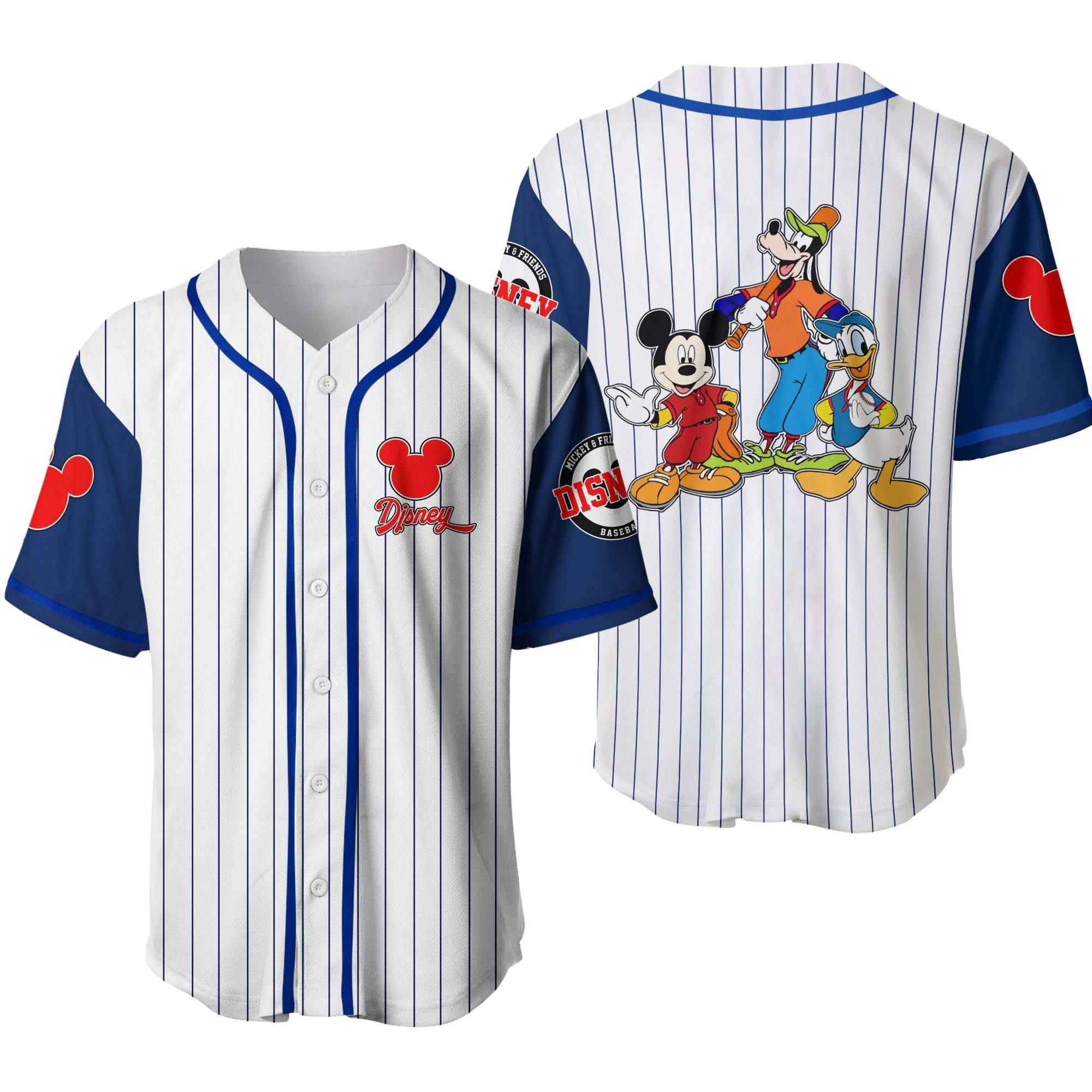 Disney Mickey Baseball Jersey Men Women Tops Disney 50th Anniversary Short Sleeve Shirt T-Shirt Fashion Baseball Uniform