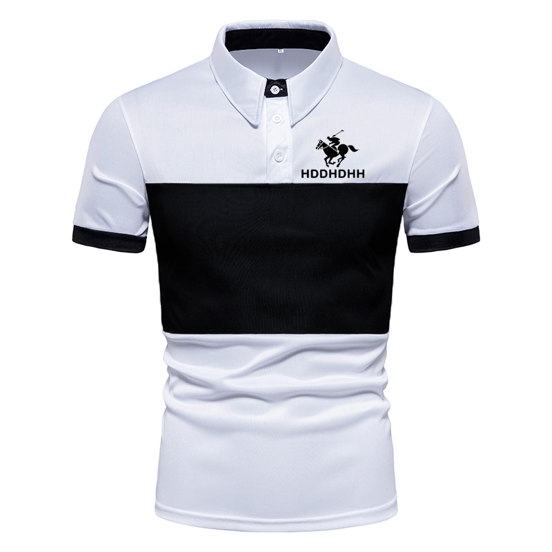 HDDHDHH Brand Printing Polo Shirt Color Block Casual Short Sleeve T-Shirt Men's Top