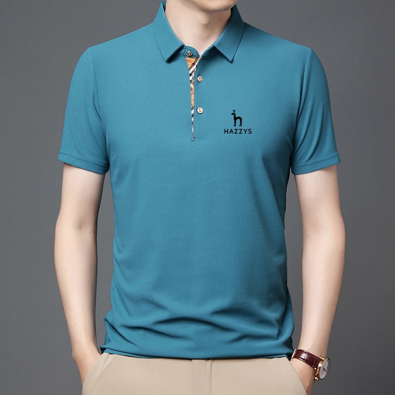 HAZZYS Summer Short Sleeve Mens Polo Shirts Luxury Loose Lapels Business Casual Thin Male Tops Fashion Man Tees 4XL