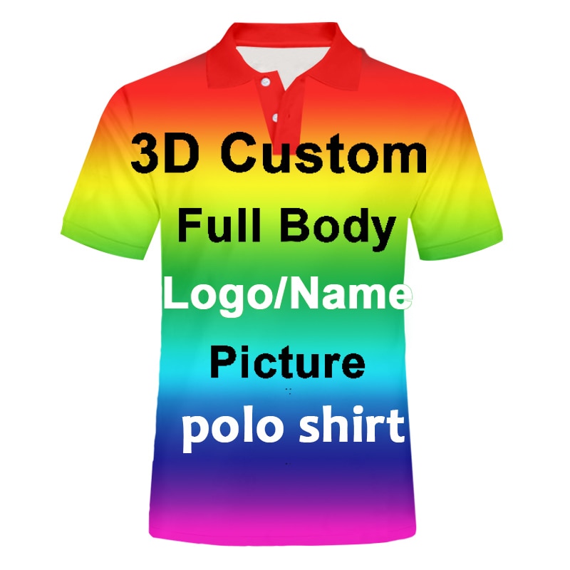 Printed men's polo shirt casual short sleeved personal company full body printed logo personalized customization oversized