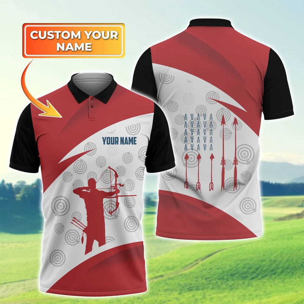 Men's Polo Shirt Personalized Name Archery T-shirt 3D Printed Summer Unisexes Short Sleeve Baggy Lapel Top