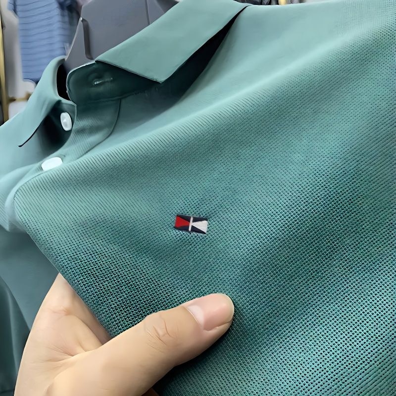 2023 Summer Men Polo Shirts Short Sleeve Turn-down Collar Tshirts Embroidered Tops Solid Color