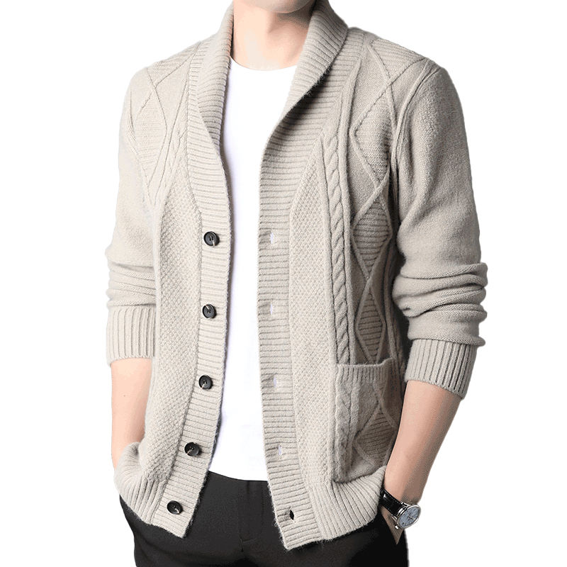 Spring Autumn Men Cardigan Knitted Sweater Jacket Coats Mens Single Breasted Long Sleeve V Neck Casual Slim Sweater Cardigan B20