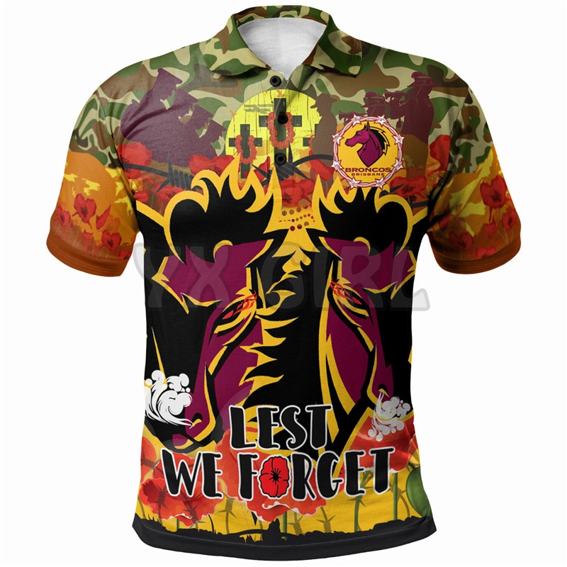 2023 Summer Shirt Men Custom Name ANZAC Animal Vintage Aboriginal Lapel Short Sleeve 3d Printed Short Sleeve Top