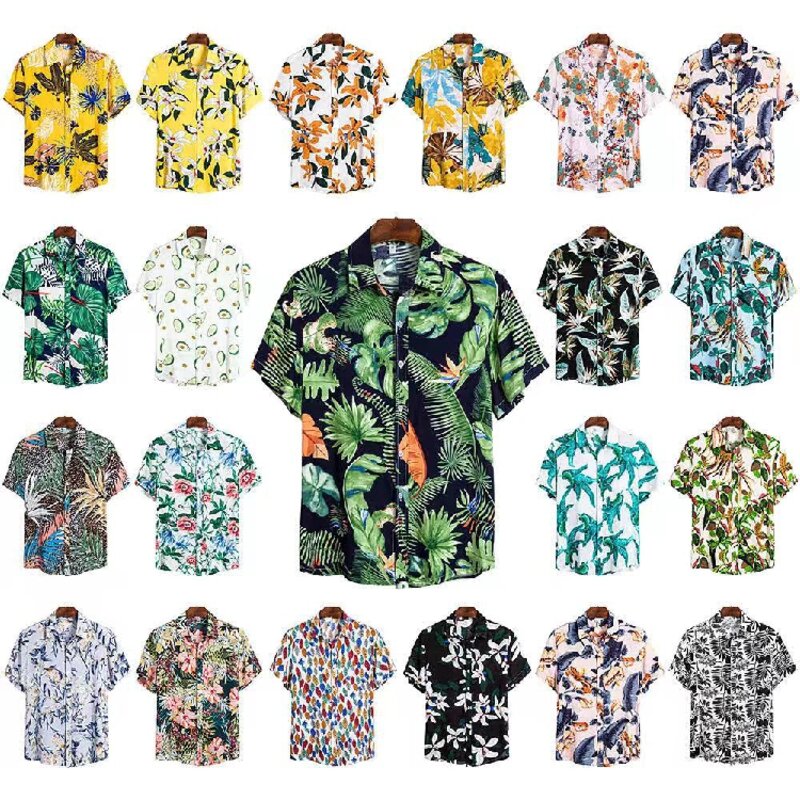 2023 Hawaii Men's Shirt Summer Beautiful Beach Style Flower Shirt Collection High Quality Cotton Short Sleeve Lapel Shirts 