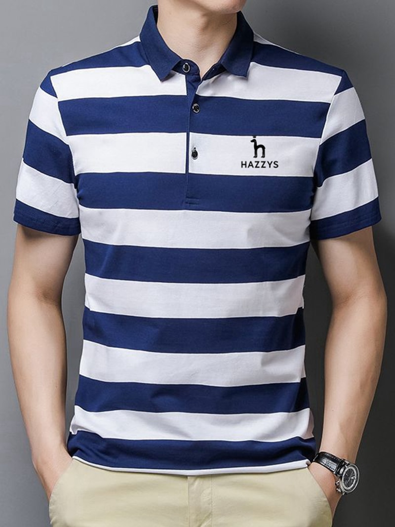 Hazzys High Quality 2023 Fashion Brand Men Polo T Shirt Cotton Stripe Male Short Sleeve Tops New Casual Comfortable Men Clothing