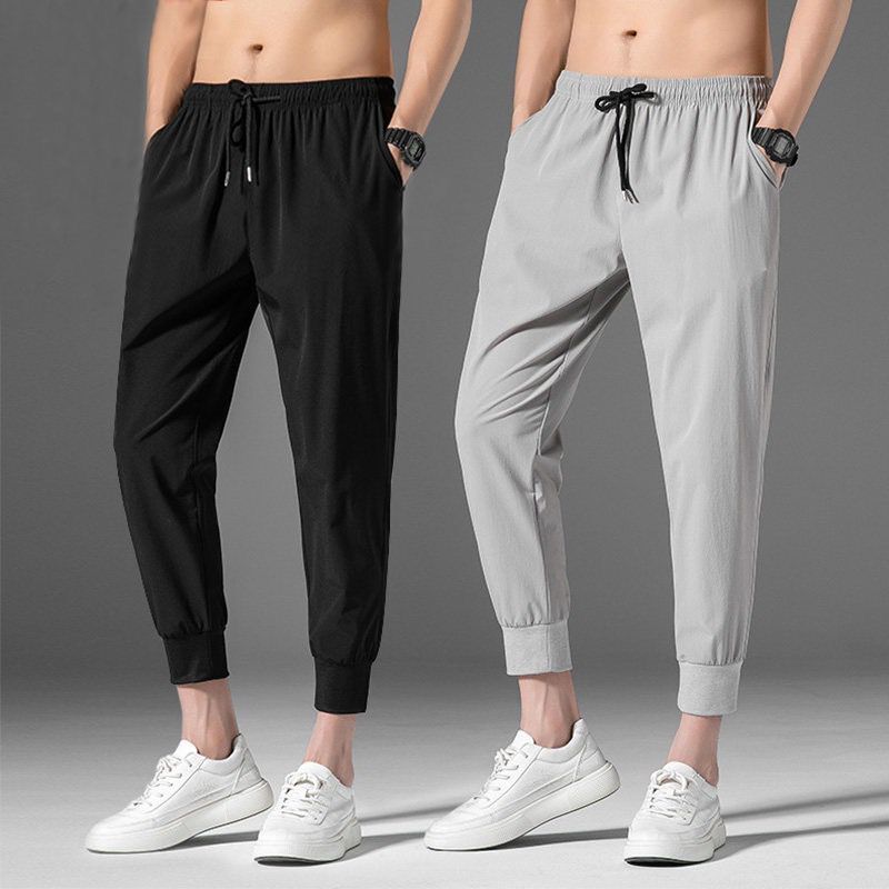 2023 New Men's Cropped Pants Korean Edition Thin Casual Breathable Large Size Loose Fast Drying Premium Sports Stretch XL-X