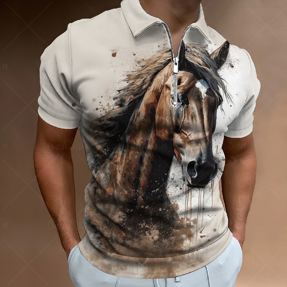 2023 Men's Casual Polo Shirt 3D Animal Pattern Printing Fashion Short Sleeve Men's Clothing Casual Sports Shirt Men&ap