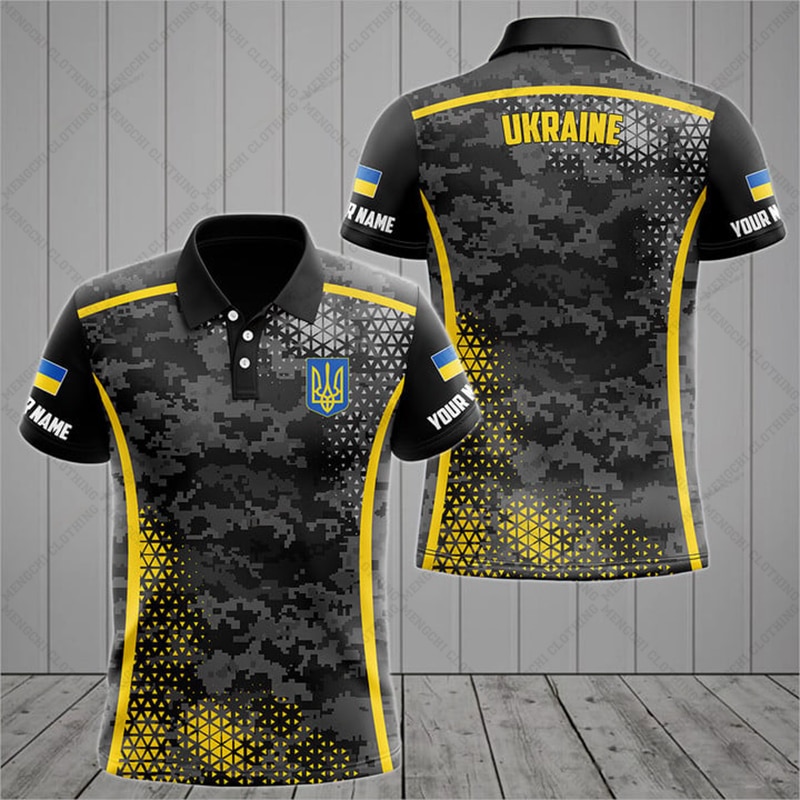 Custom Name Ukraine Camouflage Polo Shirt Summer Unisex Casual Streetwear Men's Fashion Loose Jersey Oversize Cool Sportswe