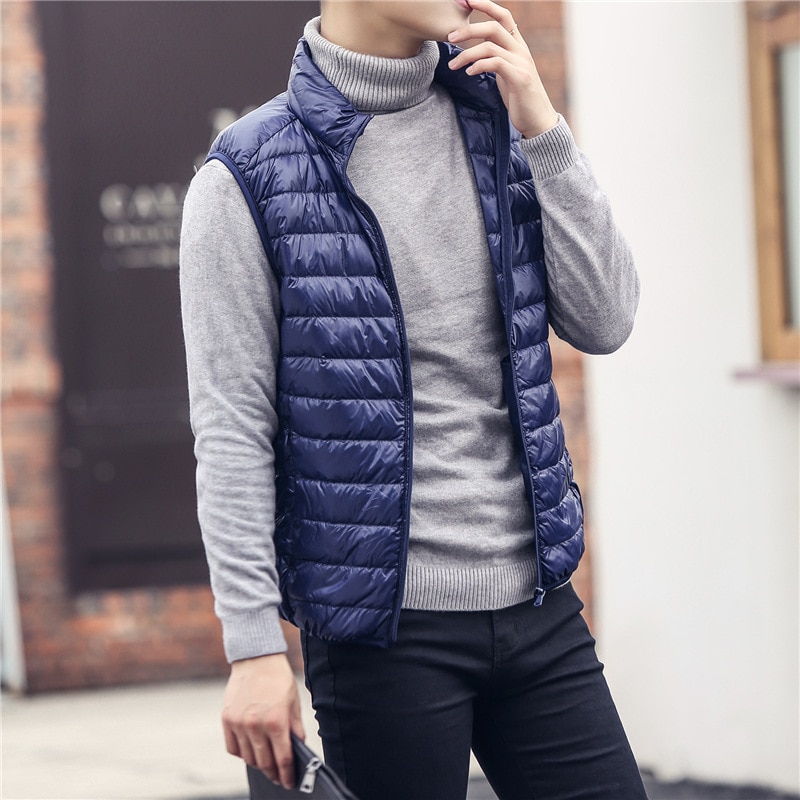 Men Down Vest Coats New Winter Casual Sleeveless Lightweight Down Duck Vest Coats Male Ultra Light Down Jacket 2022 Jaqueta
