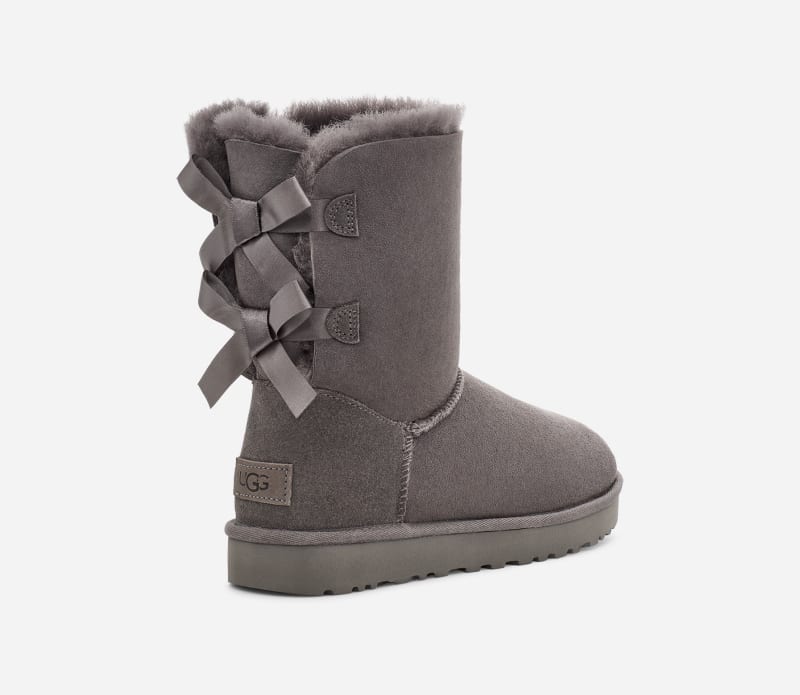 UGG® Bailey BowII Calf Boots for Women in Grey, Size 4, Twinface/Polyester/Leather