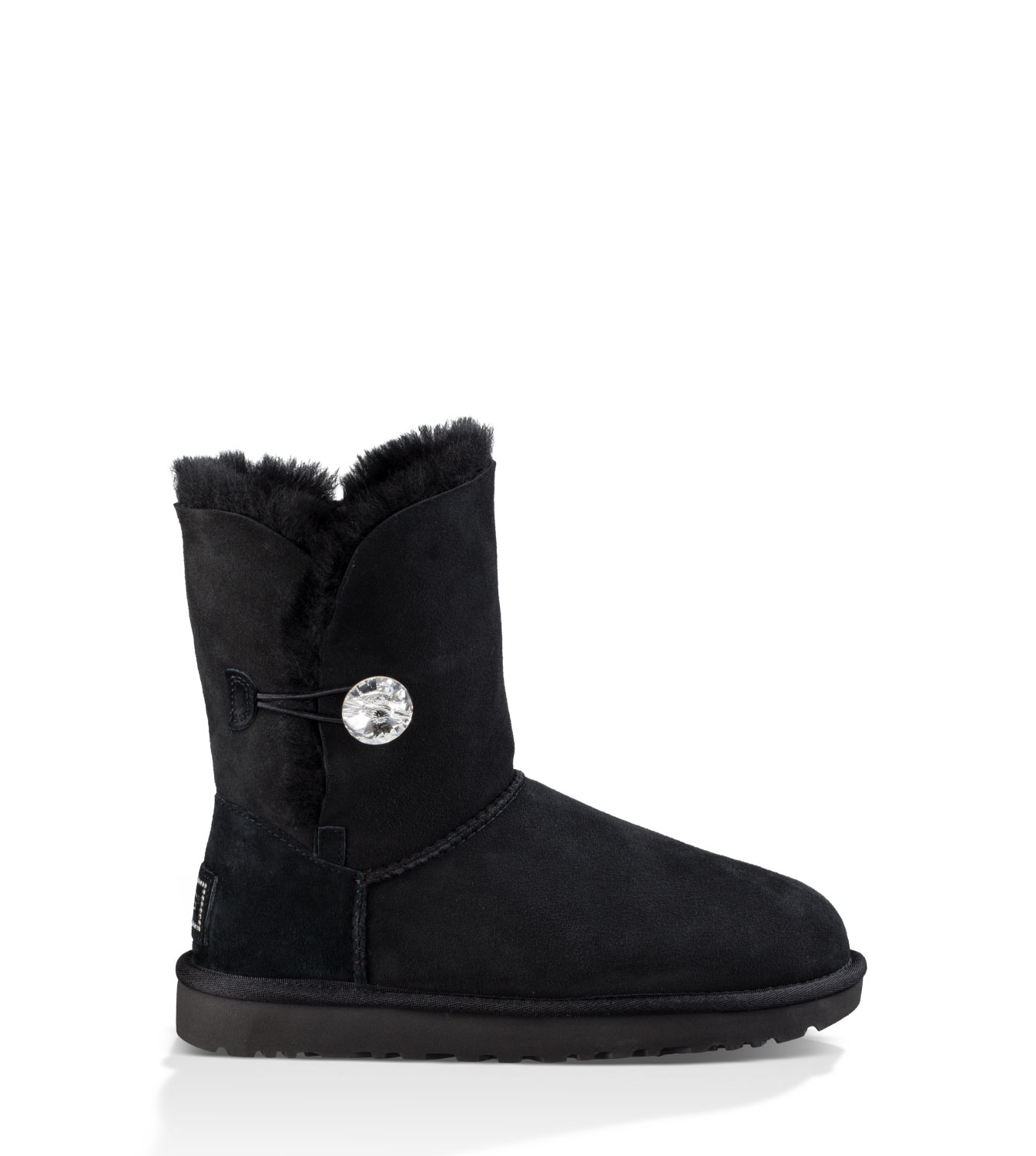 UGG Bailey Button Bling Classic Boot for Women in Black, Size 4, Shearling