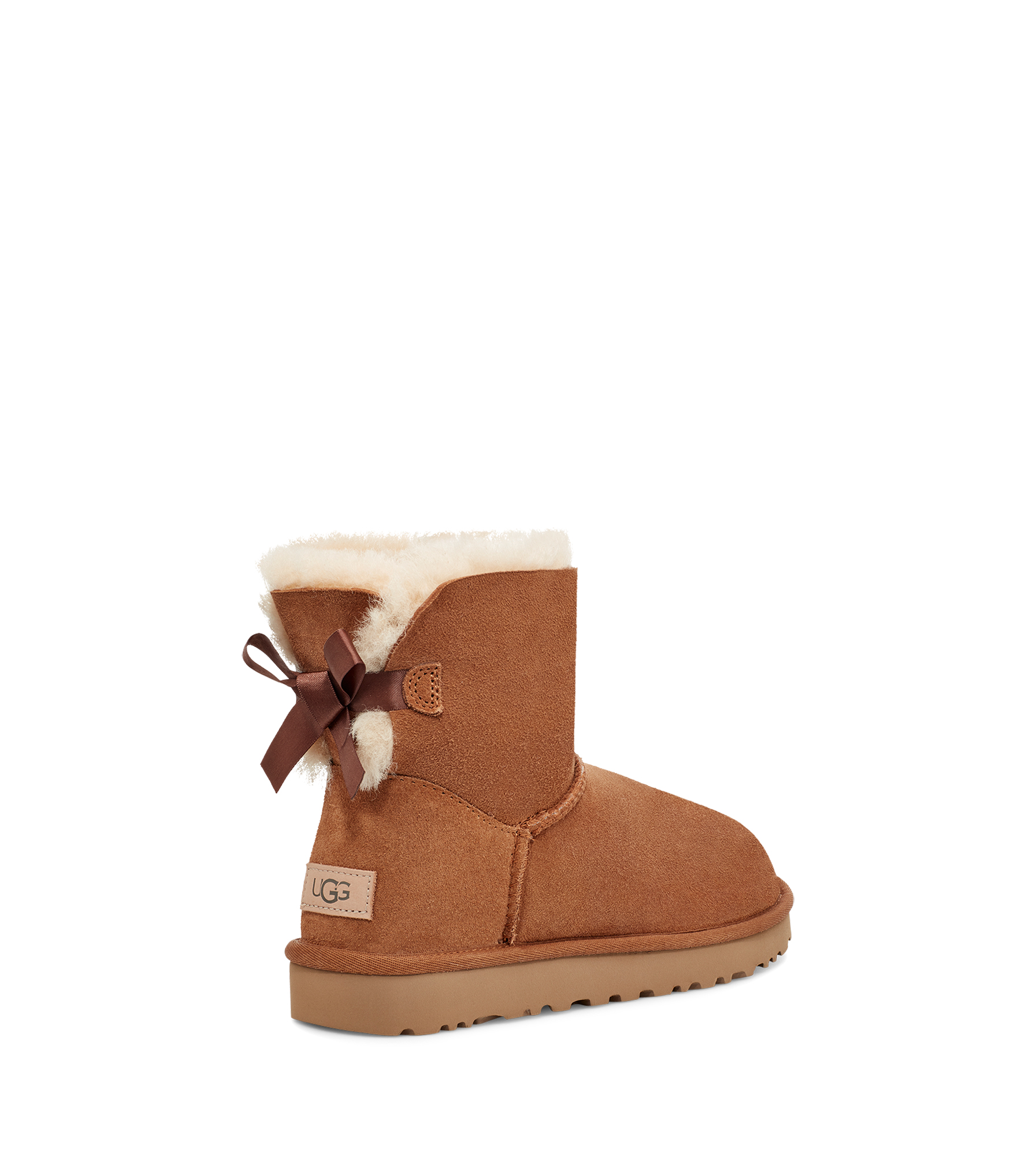 UGG® Mini Bailey Bow II for Women in Brown, Size 7, Shearling/Polyester/Leather