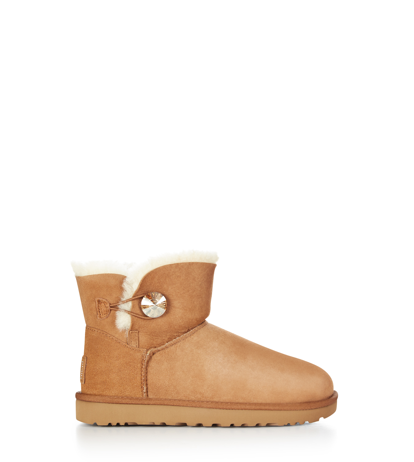 UGG Mini Bailey Button Bling Boot for Women in Brown, Size 3, Shearling
