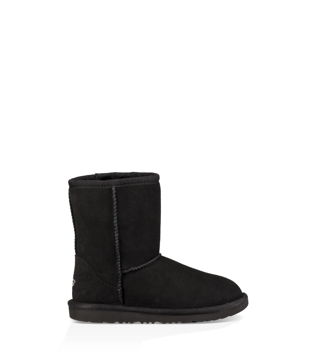 UGG® Classic Short II Boot for Kids in Black, Size 1, Suede