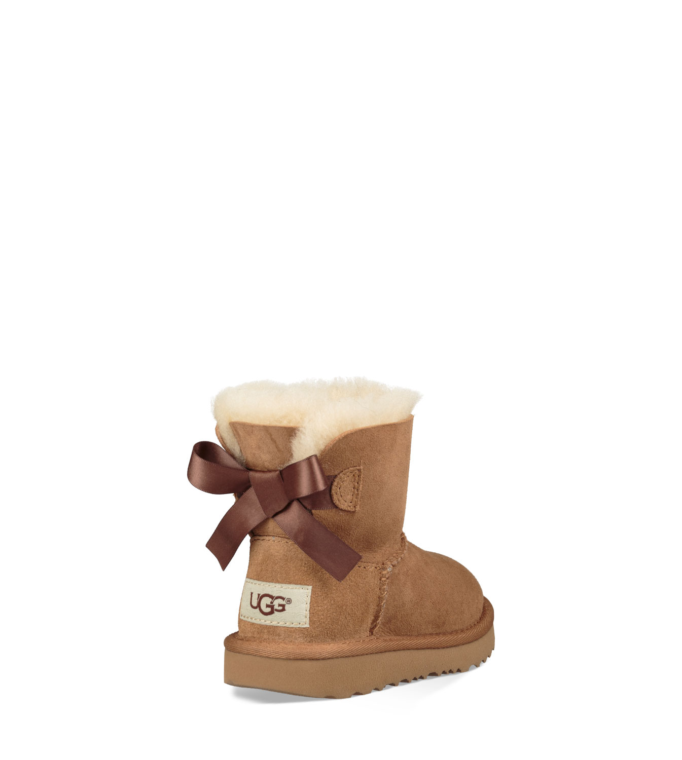 UGG® Mini Bailey Bow II Boot for Kids in Brown, Size 7, Suede/Wool