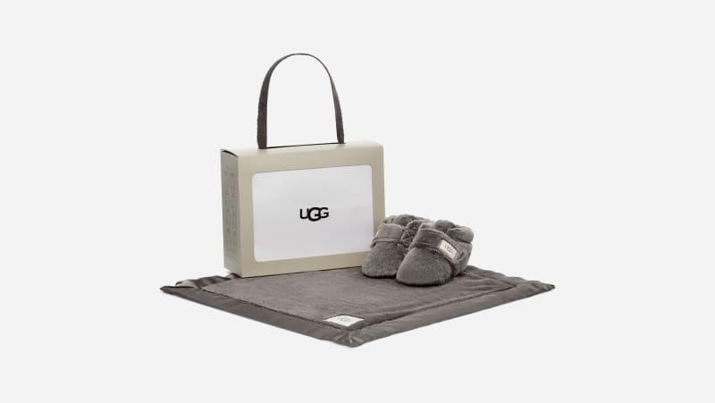 UGG® Bixbee Bootie and Lovey Blanket for Kids in Grey, Size Medium, Textile