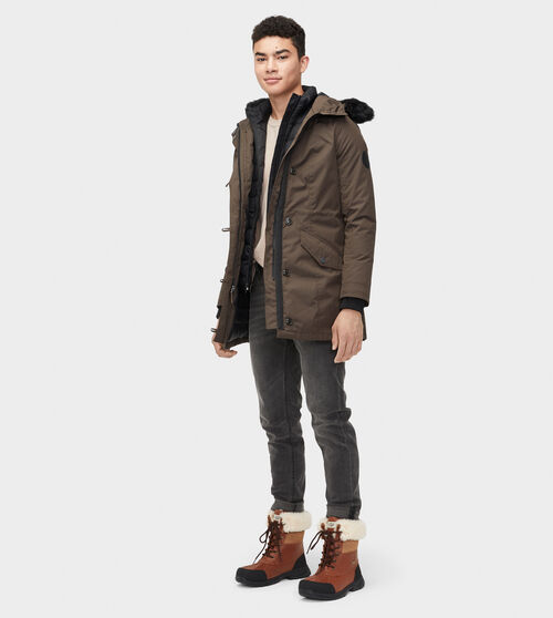 UGG Men's Butte Parka Jacket in Dark Olive, Size XXL