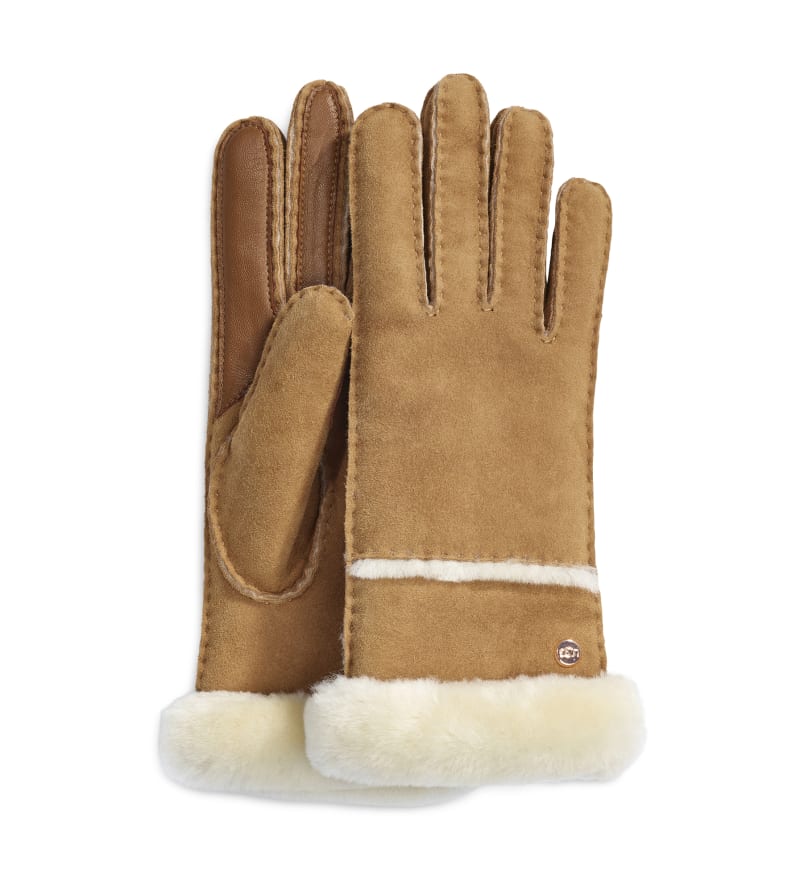 UGG® Seamed Tech Glove for Women in Brown, Size Medium, Shearling