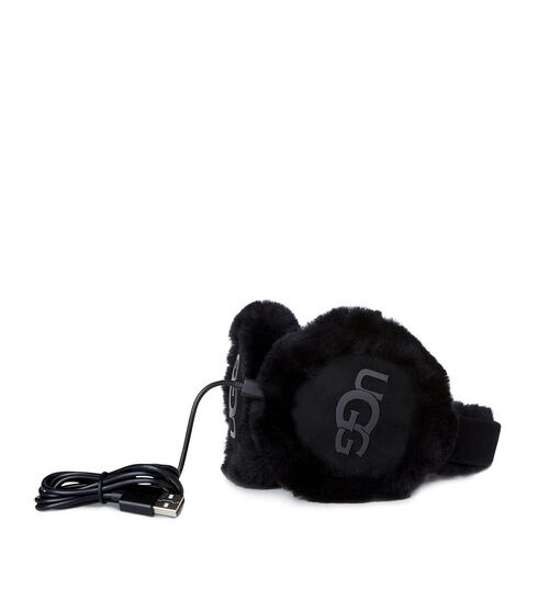 UGG Women's Logo Bluetooth Earmuff in Black, Shearling